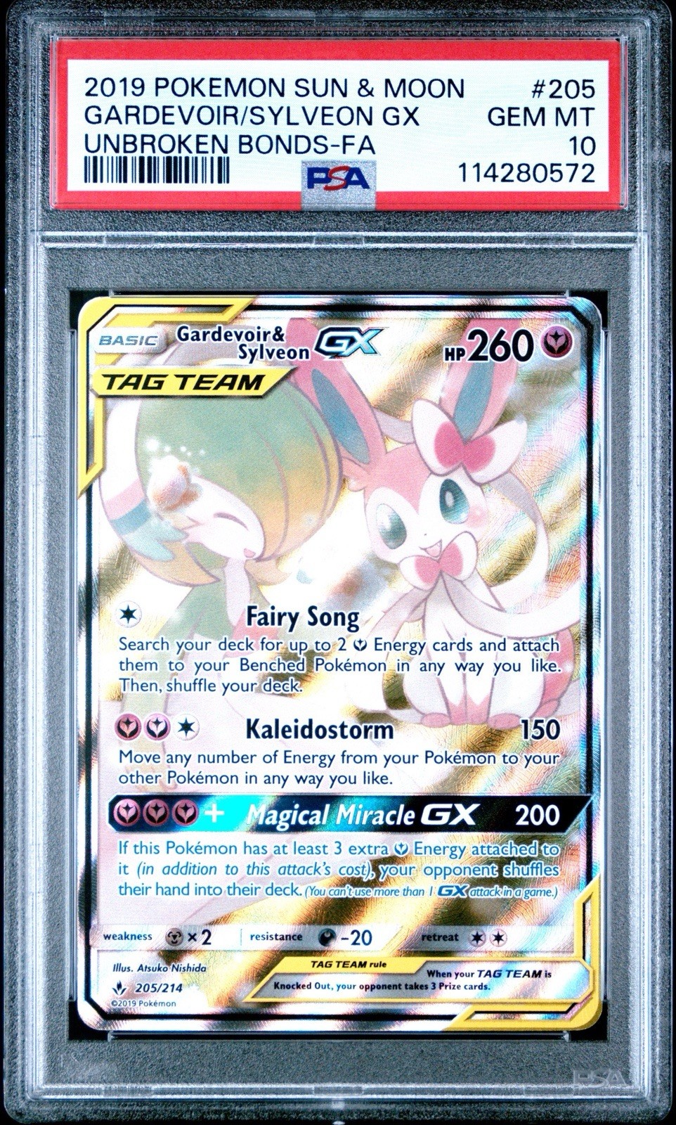 PSA 10 GARDEVOIR & SYLVEON GX 205/214 | Unbroken Bonds Graded Pokemon Card
