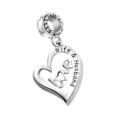 I Love You Wife Husband Heart Valentines Day Birthday Dangle Charms Compatible w