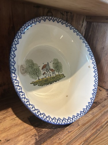 Antique French Saint-Clément Lunéville Art Pottery Serving Bowl 24cm Diameter - Picture 2 of 4
