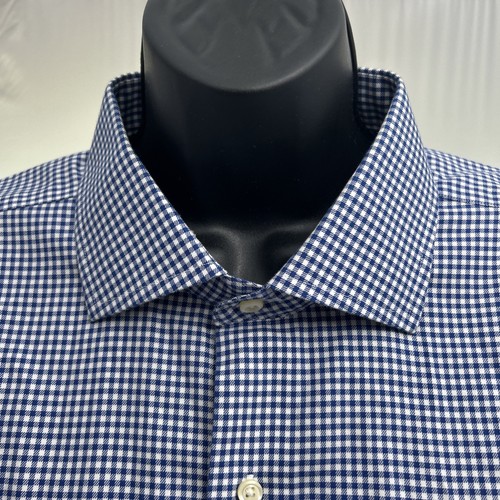 Brooks Brothers 1818 Regent Dress Shirt 17-6/7 Blue & White Glen Check Non-Iron - Picture 3 of 8