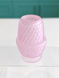 Vintage Indiana Glass Diamond Point Pink Fairy Lamp / Angel Lamp HTF