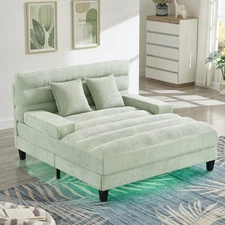 57.1" Sofa Bed Lounge Sofa Chair Chaise Lounge Sofa w Adjustable Backrest, Green