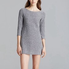 Theory Mimi H Plentiful Gray Knit Shift Mini Dress SP Made in USA