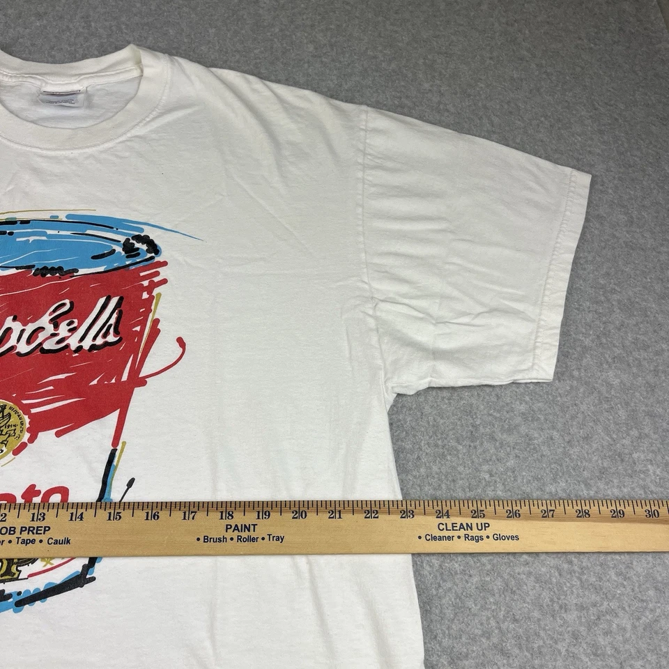 Camiseta de sopa de tomate Campbells vintage de los 90 para hombre XL arte pop Andy Warhol blanca Foto 4 de 4