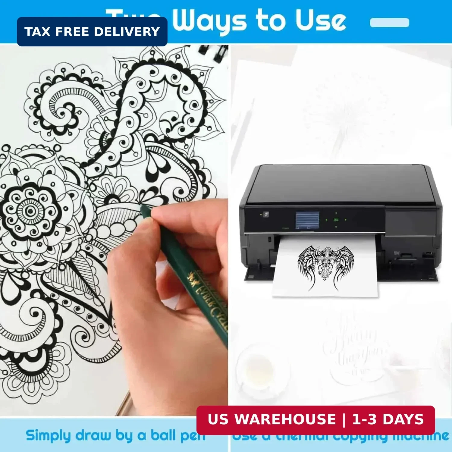 Tattoo Transfer Paper, Cridoz 20 Sheets Stencil Paper for Tattooing, Tattoo Tran image 4