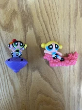 Lot Of 2 2002 Powerpuff Girls Bubbles & Spinning Top Burger King Figures