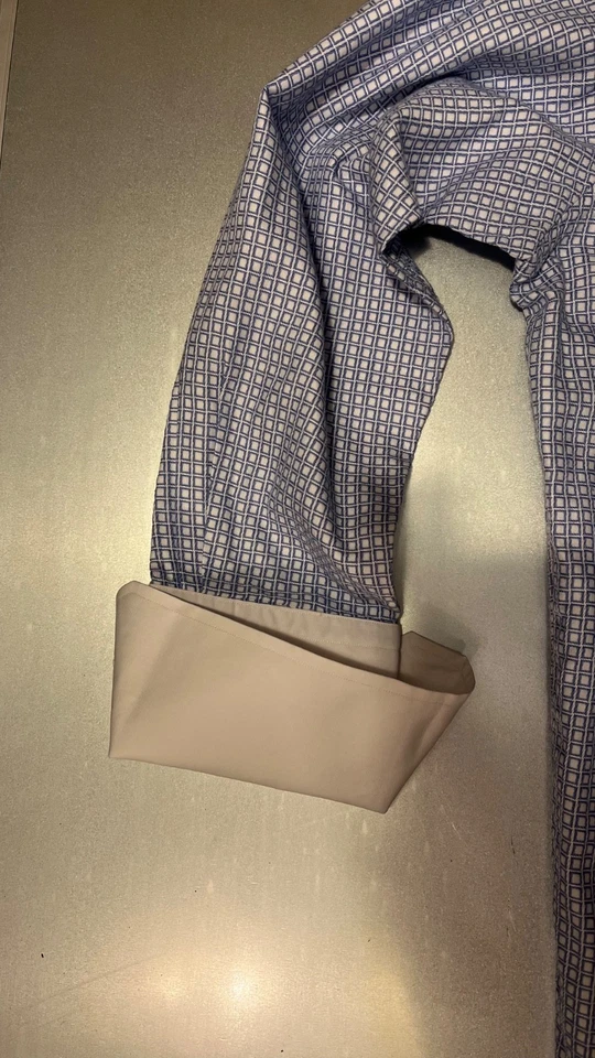 Rocky V MENS White Dress Shirt Bust 48 in Blue White Squares 1997 ROCKY'S Muscle - Image 4 of 4