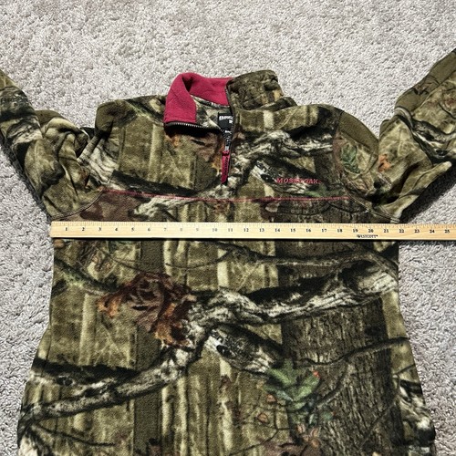 Mossy Oak Fleece Camo Jacket Women Medium 1/4 Zip Long Sleeve Pockets Pink Trim - Picture 5 of 6