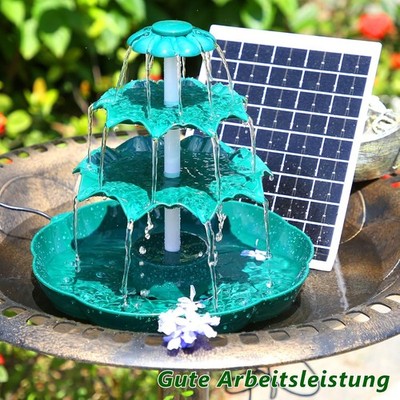 6,5W Solar Springbrunnen mit Akku, DIY Vogelbad abnehmbar für Garten, 3 Stufen