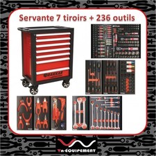 Servante d'Atelier 7 Tiroirs avec 236 Outils - 9 Modules Métal Plein - DRAKKAR T