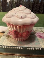 11 Inches Tall Cupcake Ceramic Cookie Jar Container