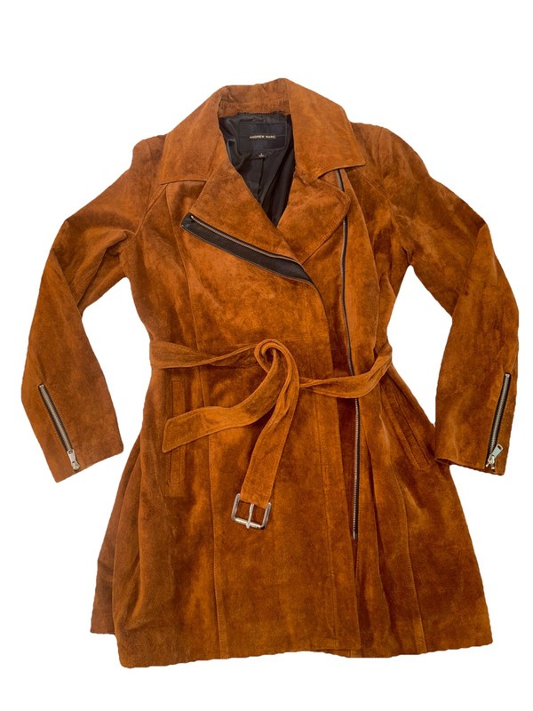 Andrew Marc Sienna Leather Belted Trench Coat Large