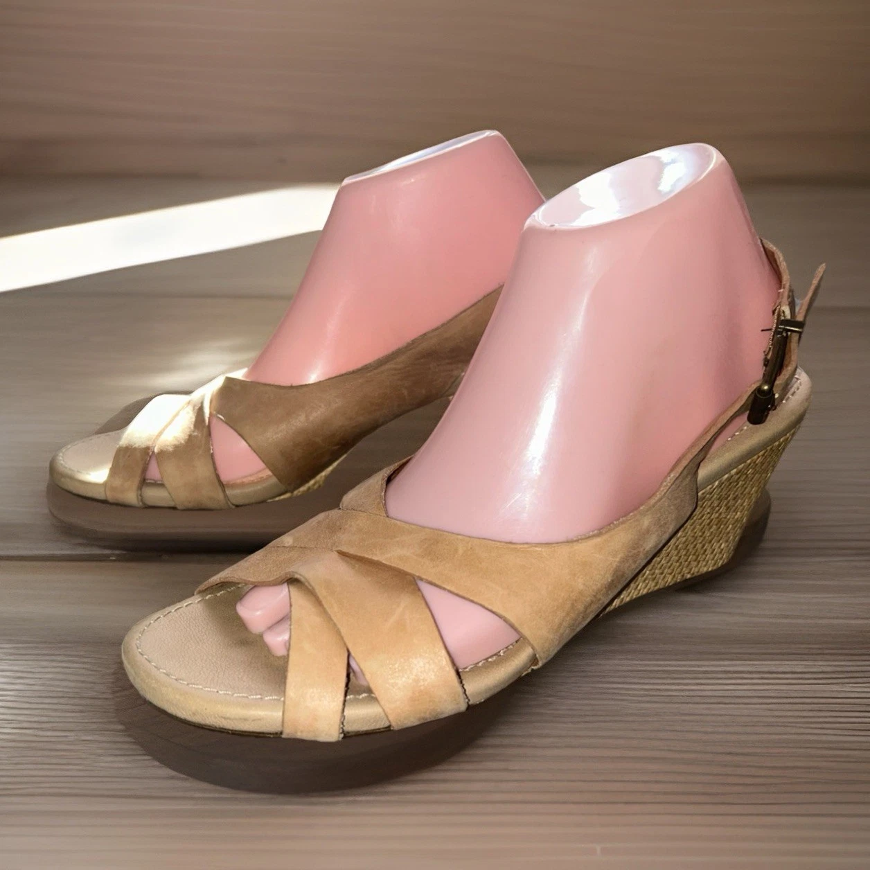 Sandalo donna UGG Kennedy pelle marrone slingback zeppa 10 M