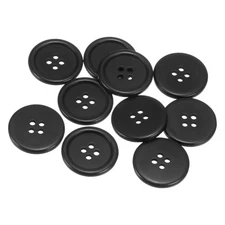 10pcs 40L Sewing Buttons 1" Resin Round Flat 4-Hole Craft Buttons Black
