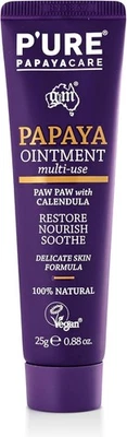 P'URE PAPAYACARE Paw Paw Ointment 25g – 100% Natural Papaya Balm, Multi-Purpose Cracked & Dama