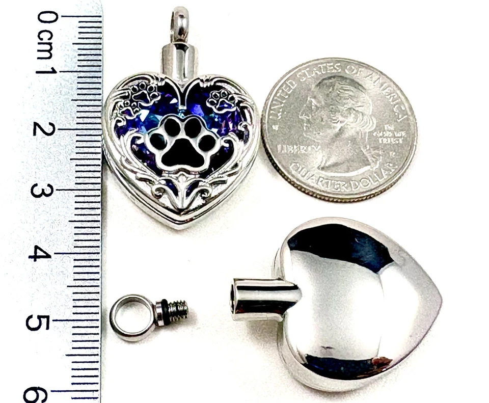 Llavero Urna Colgante Estampado Pata Cremación 1" para Ceniza Perro Gato Mascota Púrpura Foto 3 de 4