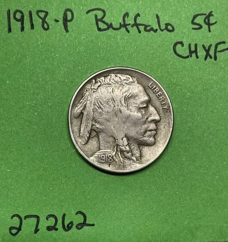 1918-P Buffalo 🦬 Indian Head Nickel 5c Ch Xf Choice Extra Fine