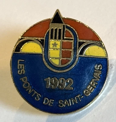France Ponts Saint Gervais Bridges River Alps Mountain 1992 French Hat Lapel Pin - Image 1 of 4