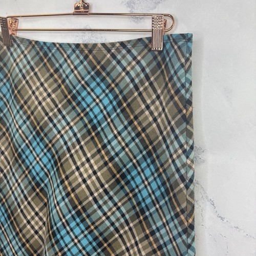 Vintage 70's groovy plaid A line skirt Acrylic lightweight stretch L Academia - Picture 3 of 9