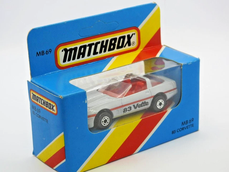 Matchbox Macau 1983 MB 69 83 Corvette Met Grigio IN Non Aperto Blu M Tipo Box - Immagine 4 di 4