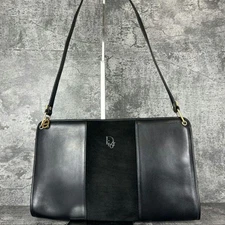 Christian Dior Suede Leather Shoulder Bag Black Handbag Purse MBc1952