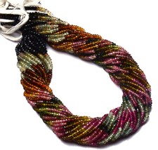Natural Gem Super Quality Multicolor Tourmaline 3MM Faceted Rondelle Bead Strand
