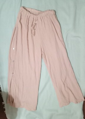 Scandal Italy Cassie Wide Legged Pants Full length Leg Button Closure Size L
