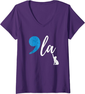 Comma La Kamala Harris Vote For Childless Cat Ladies Ladies' V-Neck Tshirt