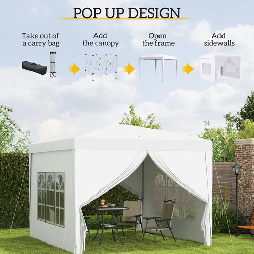 Gazebo Pop Up 3 x 3 m, chapiteau de tente de fête de mariage avec sac de transport - Photo 4/11