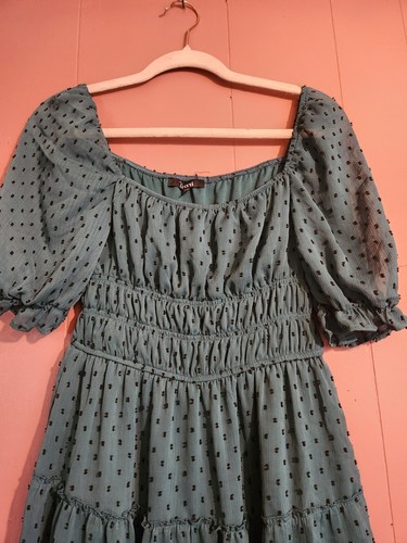 TRIXXI Girl's Green w/Black Polka Dots Short Party Fit + Flare Dress Size Medium - Picture 2 of 10