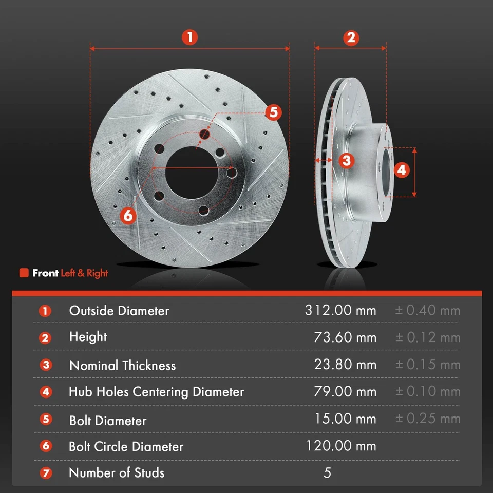 12x Rotores y pastillas de freno perforados laterales delanteros y traseros para BMW 328i 2014-2015 Foto 2 de 4