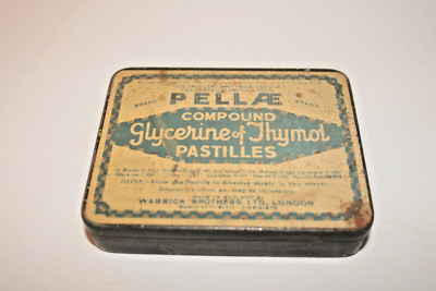 Warrick Bros Pell AE Glycerin aus Thymol Pastillen leere Dose selten Sammlerstück