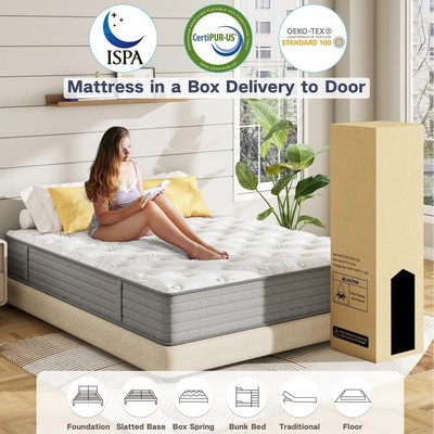 12'' 14'' Full Queen Gel Memory Foam Hybrid Mattress,Breathable for Sleep Mattress