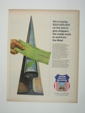 Vintage Union Pacific Railroad Print Ad Train Rail Track Check 1960s