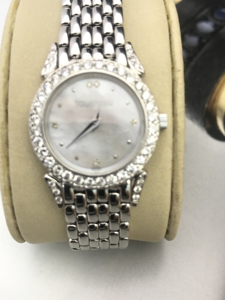 TOURNEAU 14K White Gold Diamond Bezel Quartz Women display picture 1