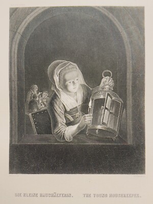 Schalken Kleine Haushälterin Belveder 1872 Antiquarisch Stahlstich Gravure Kunst