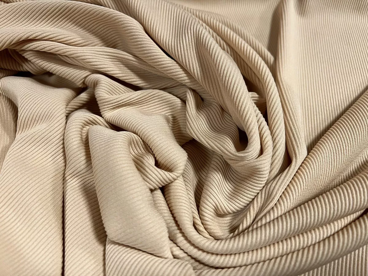 Fine Ribbed Spandex Stretch Jersey Fabric, Per Metre - Plain