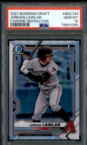 79891085 2021 Bowman Chrome Draft BDC-194 Jordan Lawlar Refractor Arizona PSA 10