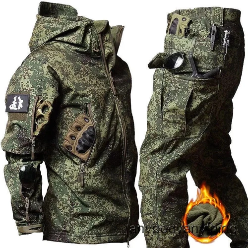 Nuovo set impermeabile per uomo giacca invernale con cappuccio + pantaloni set 2 pezzi - Foto 3 di 42