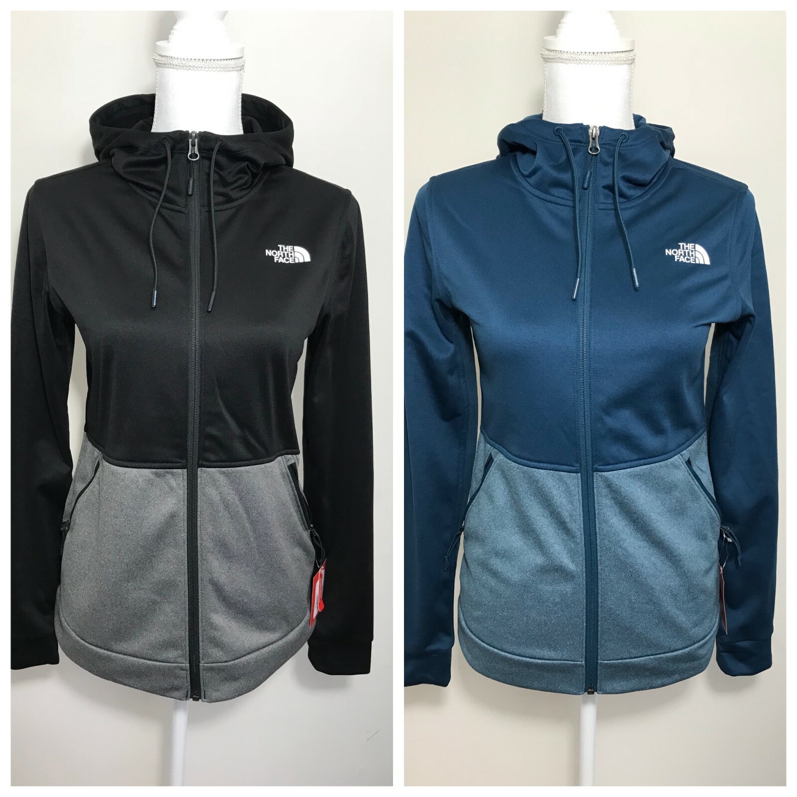 black and blue north face hoodie