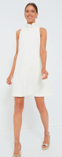 o.p.t. Dress Size: MEDIUM white Swing Sleeveless High Neck Tie Back