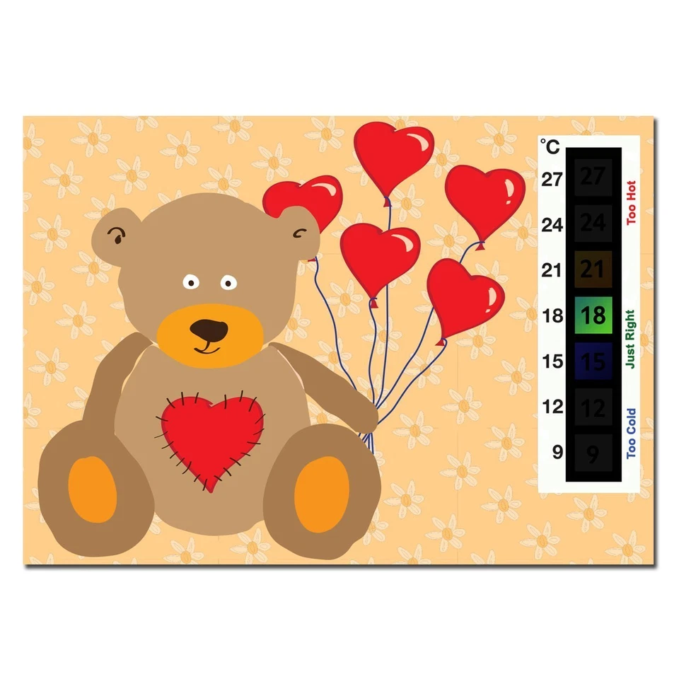 BABY SAFE IDEAS 5 x Bargain Pack of Love Heart Teddy Baby Nursery & Room Safety Thermometer card