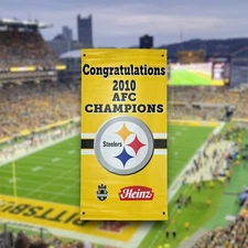 2010 AFC Champions 36 x 71 Pittsburgh Steelers Stadium Hienz Field Banner