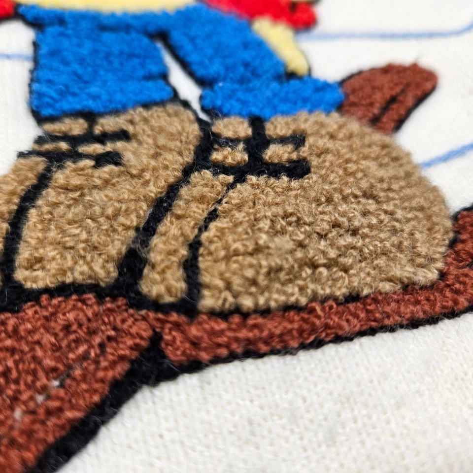 Vtg Disney Sunday Comics Knit Sweater Kids L 4/6 Ivory 3D Minnie Mouse Skiing - Image 4 of 4