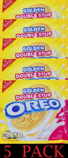 5x NABISCO OREO GOLDEN DOUBLE STUF Vanilla Creme Sandwich Cookies 14.03 oz 5 PK