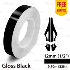 1/2" 12mm PinStriping Pin Stripe Tape Styling Decal Vinyl Sticker GLOSS BLACK