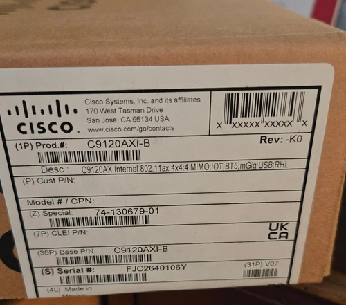 Cisco Catalyst 9120AX C9120AXI-B Cisco Wi-Fi 6 Wireless Access Point- New Sealed