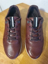 Ecco Men's Brown Perforated Leather Sneakers Danish Design 9 US 42 EU EXCELLENT!