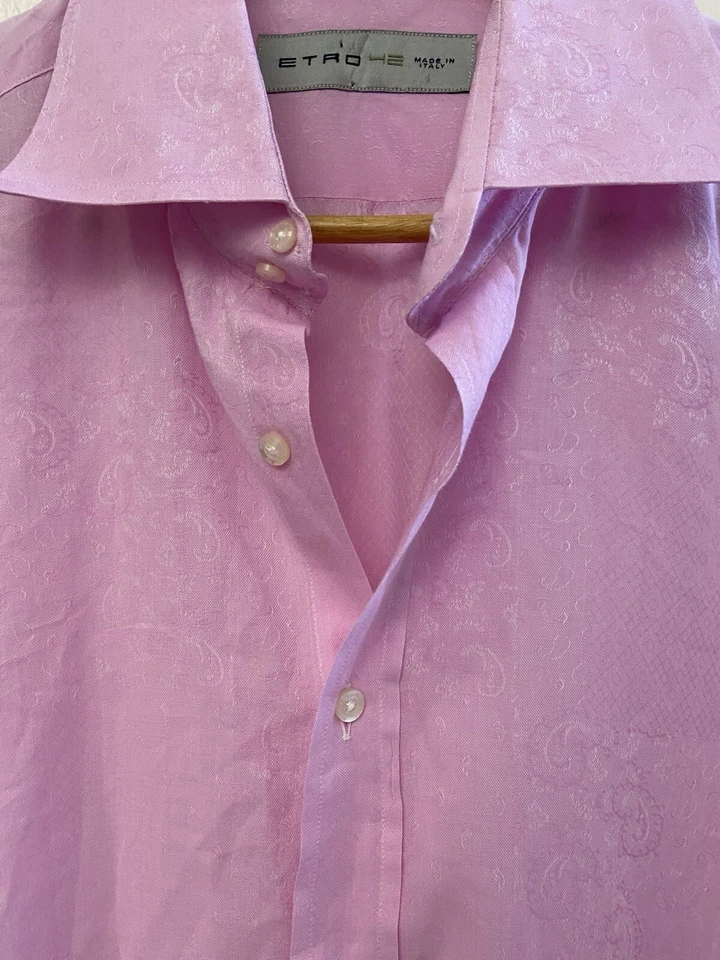 ETRO Pink Paisley Dress Shirt Size 42 - Image 3 of 4