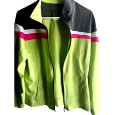  Made for Life Lime Green /Gray Pink Zip up long sleeve Athletic Jacket Pockets